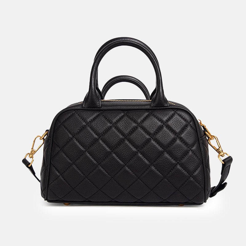 Women’s Minimalist Leather Quilted Boston Handbag image