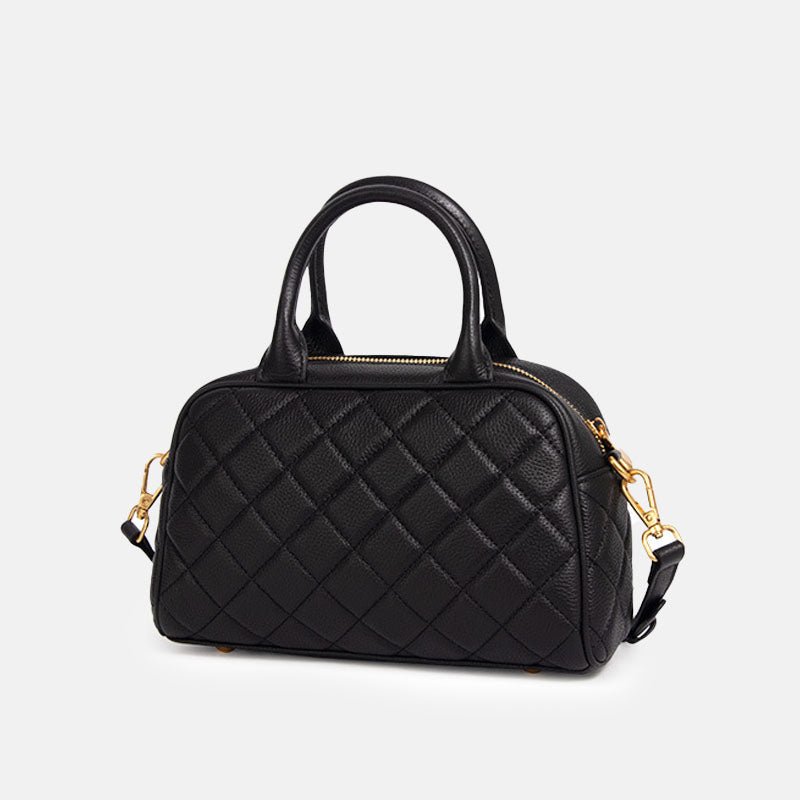 Women’s Minimalist Leather Quilted Crossbody Boston Handbag image 8