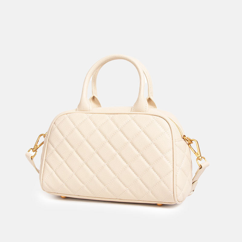 Women’s Minimalist Leather Quilted Crossbody Boston Handbag image 2
