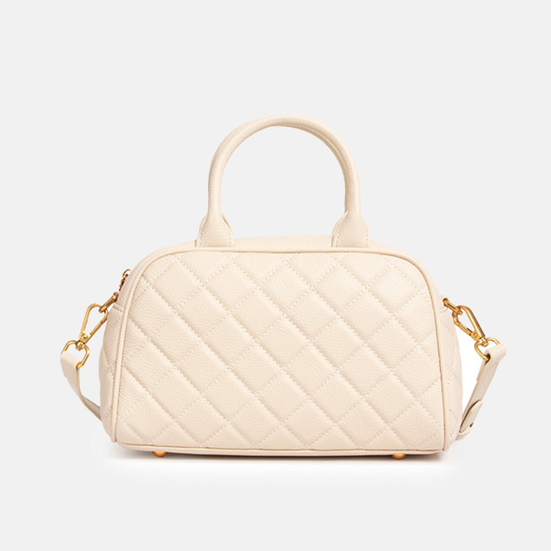 Women’s Minimalist Leather Quilted Crossbody Boston Handbag image