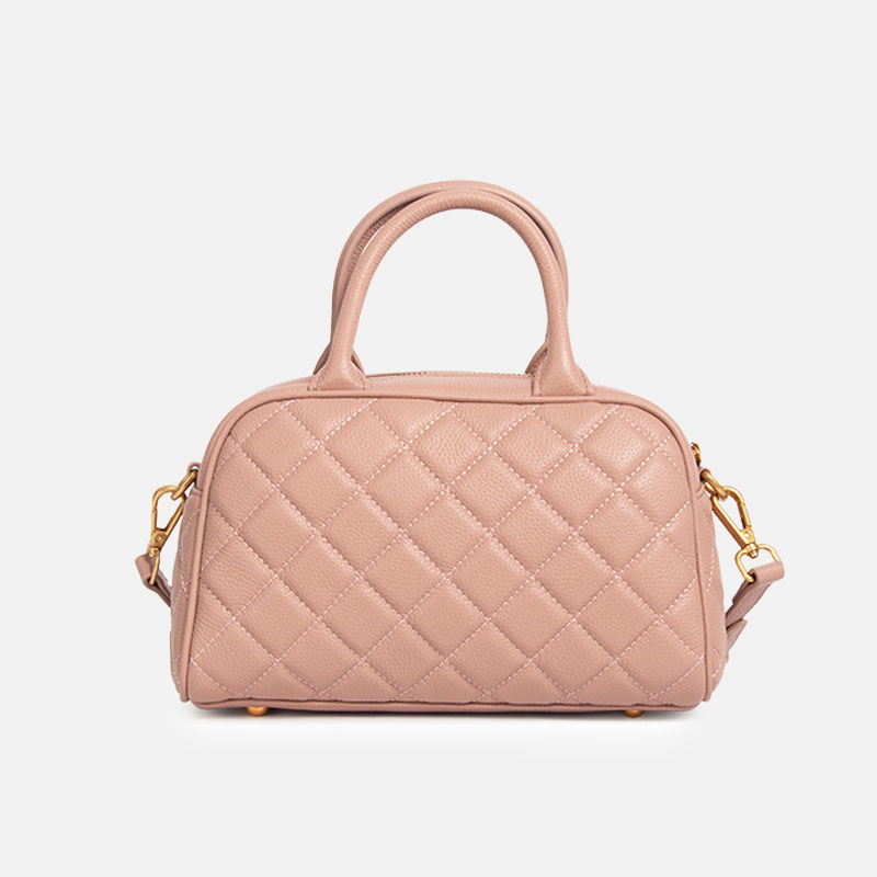 Women’s Minimalist Leather Quilted Crossbody Boston Handbag image 5