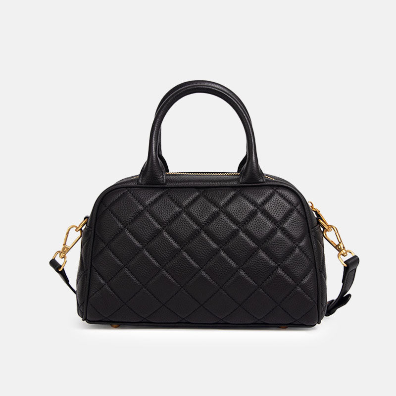 Women’s Minimalist Leather Quilted Crossbody Boston Handbag image 7