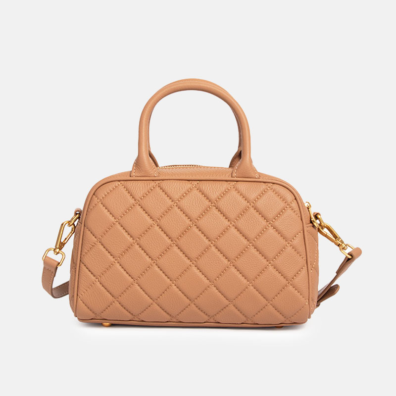 Women’s Minimalist Leather Quilted Crossbody Boston Handbag image 9