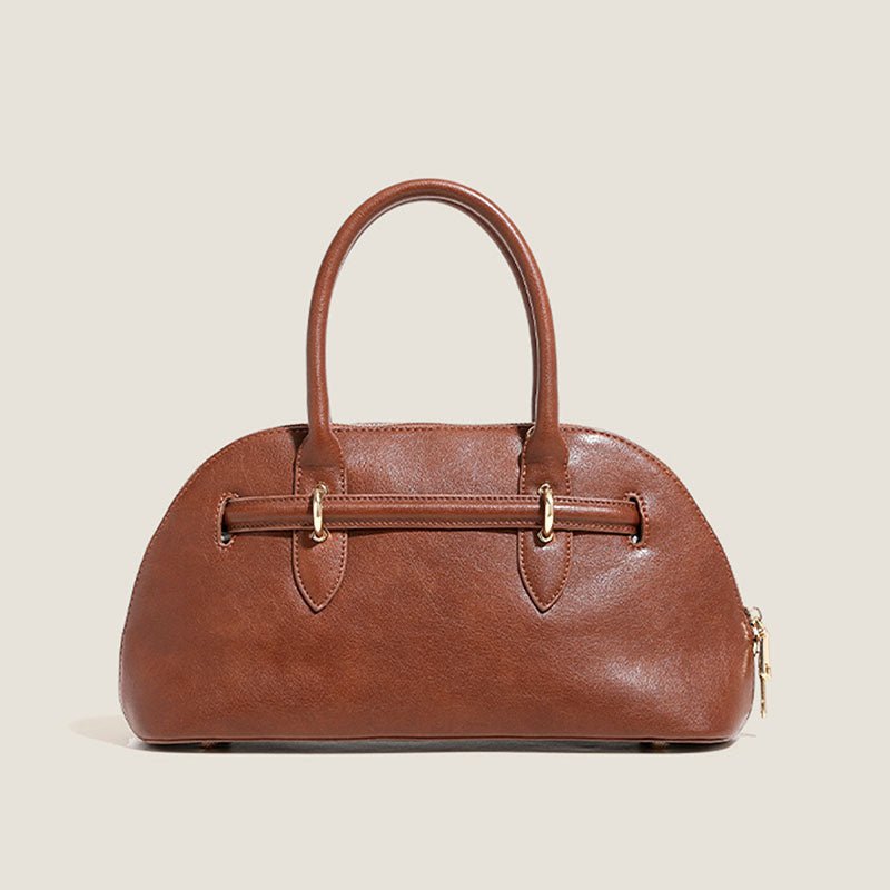 Women’s Minimalist Leather Shell-Shaped Handbag With Buckle image 3