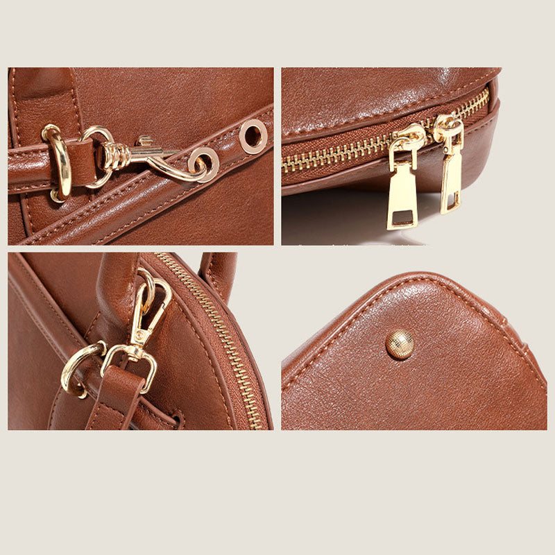 Women’s Minimalist Leather Shell-Shaped Handbag With Buckle image 5