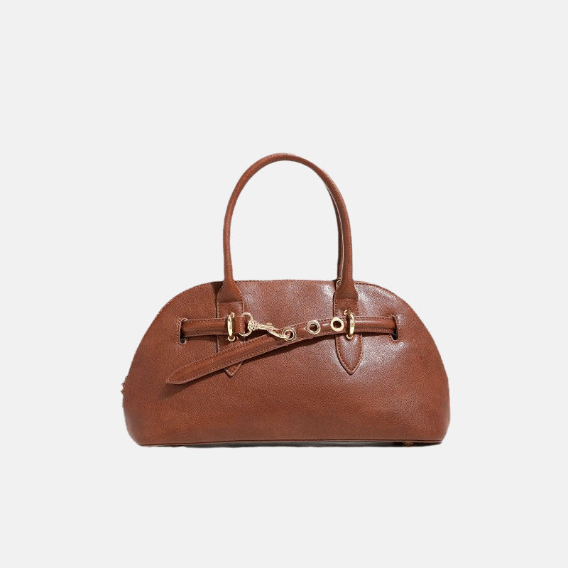 Women’s Minimalist Leather Shell-Shaped Handbag With Buckle image