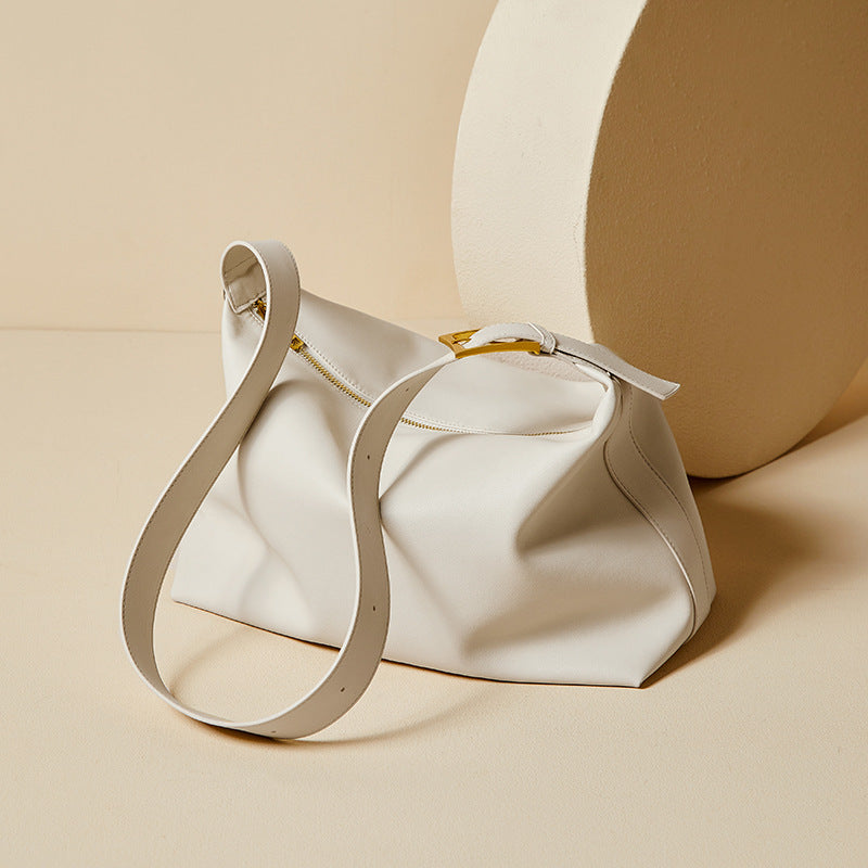 Women’s Minimalist Leather Zip-Top Hobo Shoulder Bag image 8