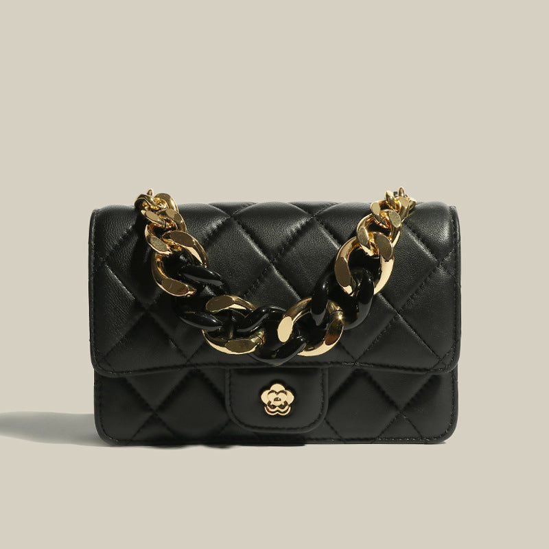 Women’s Minimalist Magnetic Closure Genuine Leather Chain Quilted Crossbody Bag image 2