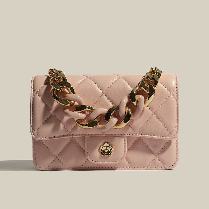 Women’s Minimalist Magnetic Closure Genuine Leather Chain Quilted Crossbody Bag image 5