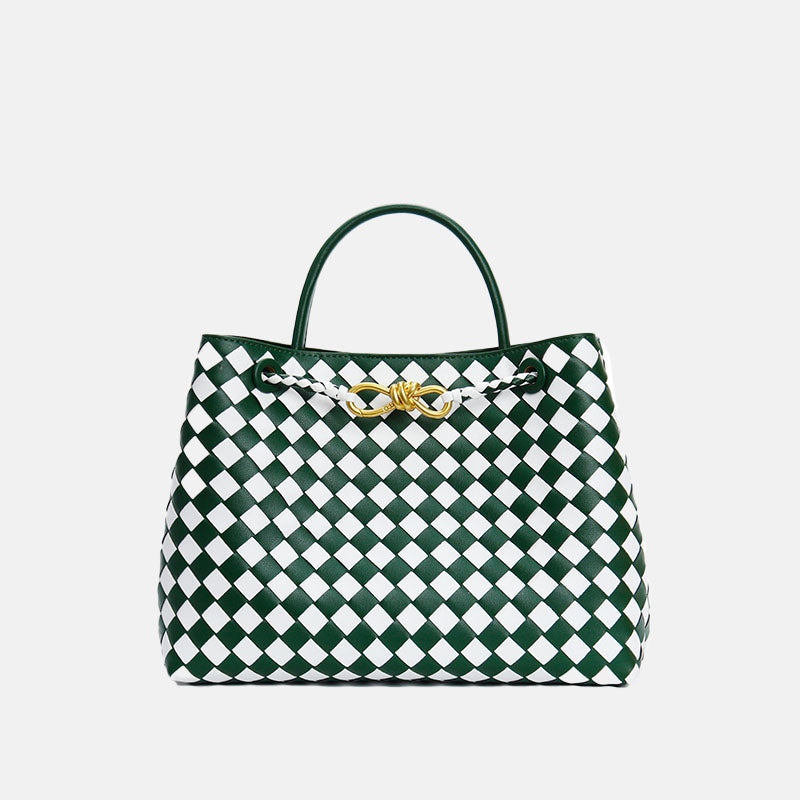 Women’s Minimalist Quilted Genuine Leather Rope Buckle Crossbody Tote Bag image