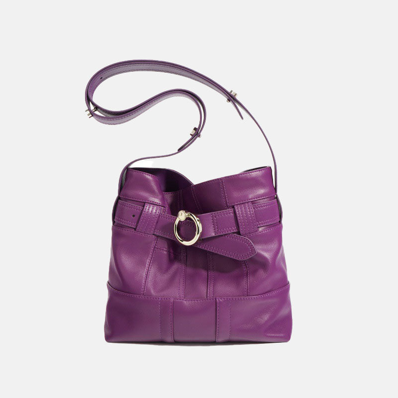 Women’s Minimalist Sea Anemone Purple Top-Grain Leather Crossbody Tote Bag image