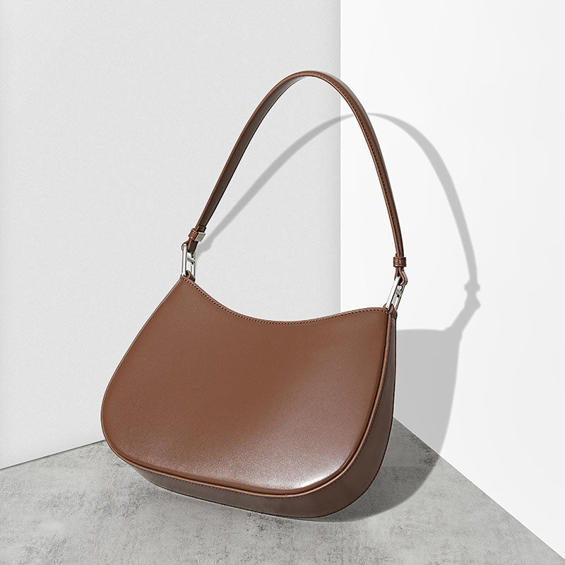 Women’s Minimalist Shoulder Baguette Bag In Genuine Leather image 2