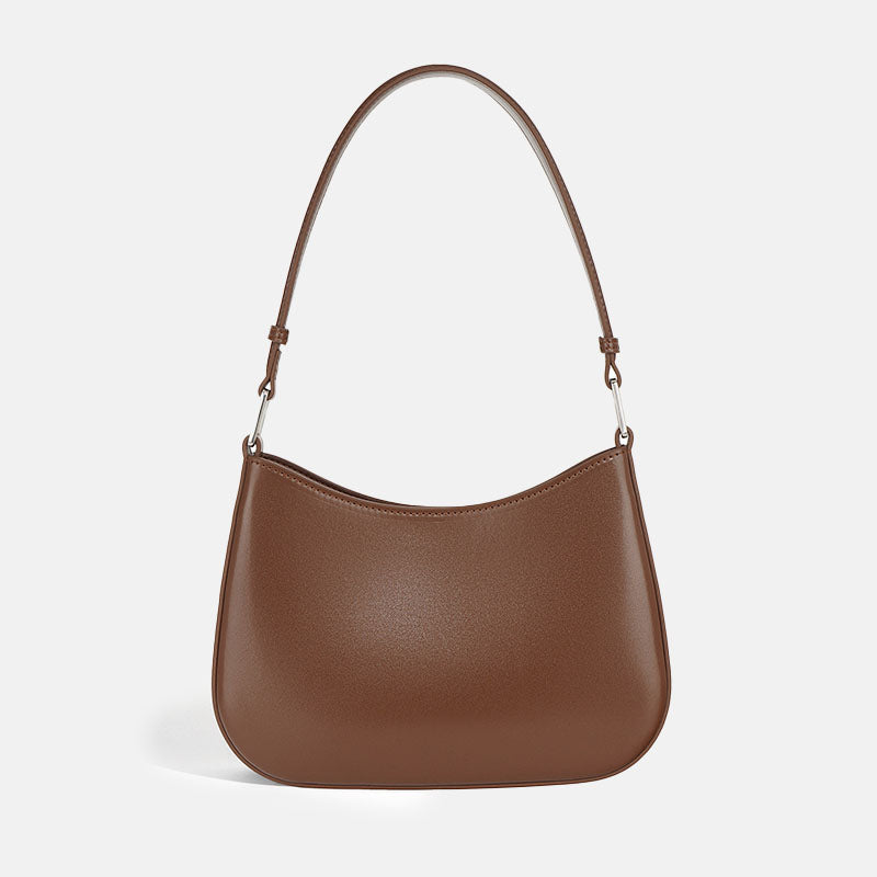 Women’s Minimalist Shoulder Baguette Bag In Genuine Leather image