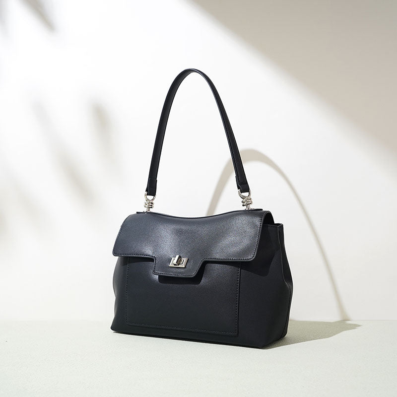 Women’s Minimalist Split Leather Baguette Bag In Silver Hardware image 5