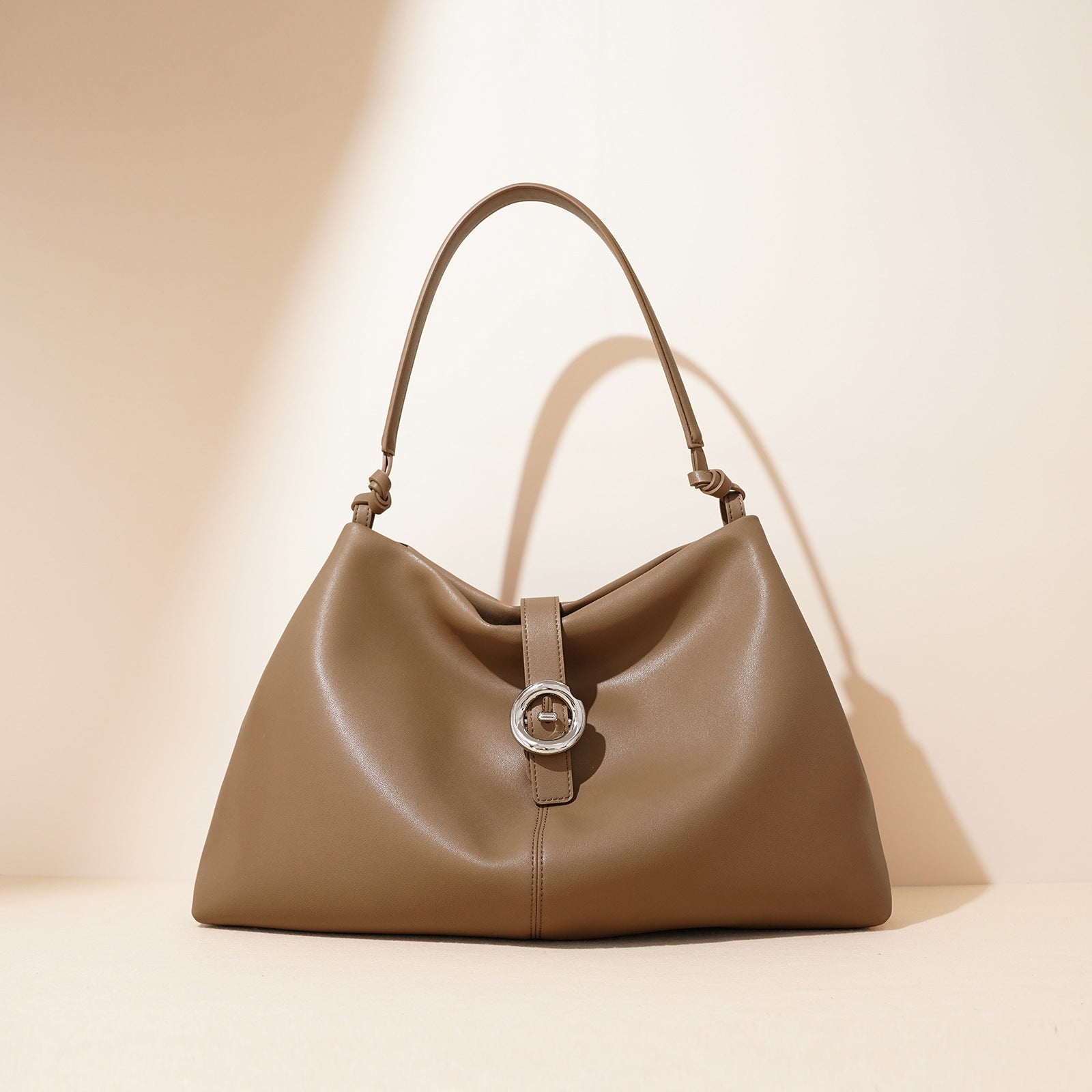 Women’s Minimalist Split Leather Hobo Shoulder Bag In Silver Hardware image 5