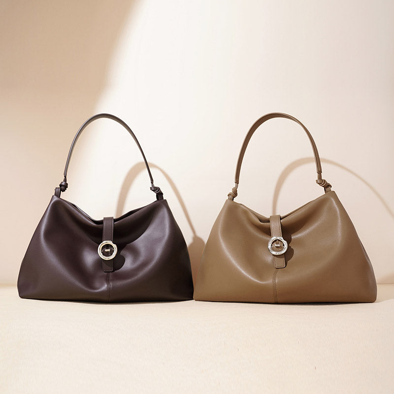 Women’s Minimalist Split Leather Hobo Shoulder Bag In Silver Hardware image 3