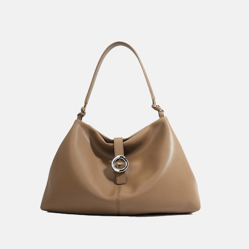 Women’s Minimalist Split Leather Hobo Shoulder Bag In Silver Hardware image 4