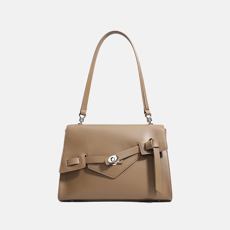 Women’s Minimalist Split Leather Shoulder Messenger Bag In Silver Hardware image