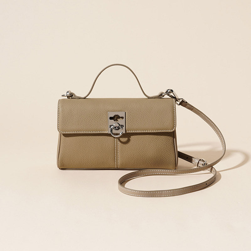 Women’s Minimalist Top Grain Leather Crossbody Shoulder Handbag In Silver Hardware image 4