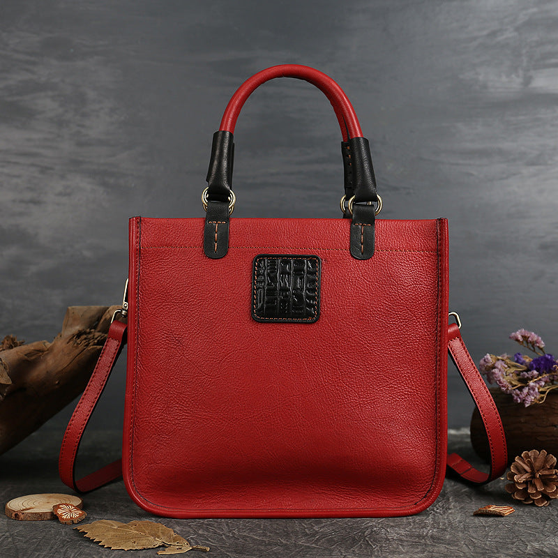 Women’s Minimalist Top-Grain Leather Crossbody Tote Bag image 4
