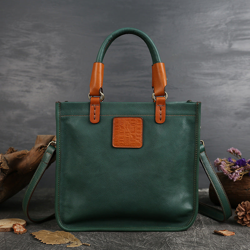 Women’s Minimalist Top-Grain Leather Crossbody Tote Bag image 5