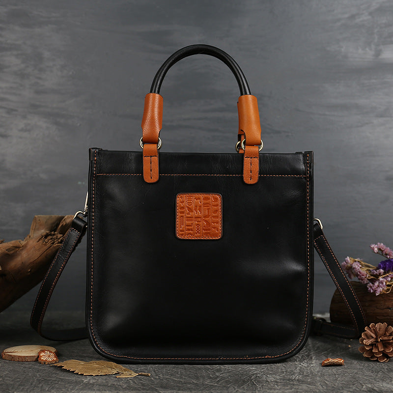 Women’s Minimalist Top-Grain Leather Crossbody Tote Bag image 6