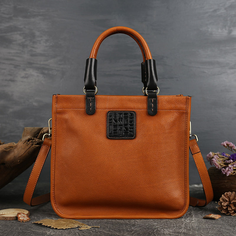 Women’s Minimalist Top-Grain Leather Crossbody Tote Bag image 2