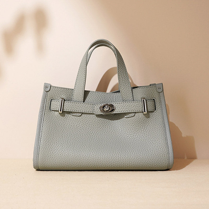 Women’s Minimalist Top-Grain Leather Crossbody Tote In Silver Hardware image 3