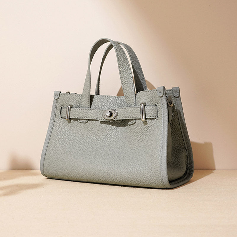 Women’s Minimalist Top-Grain Leather Crossbody Tote In Silver Hardware image 4