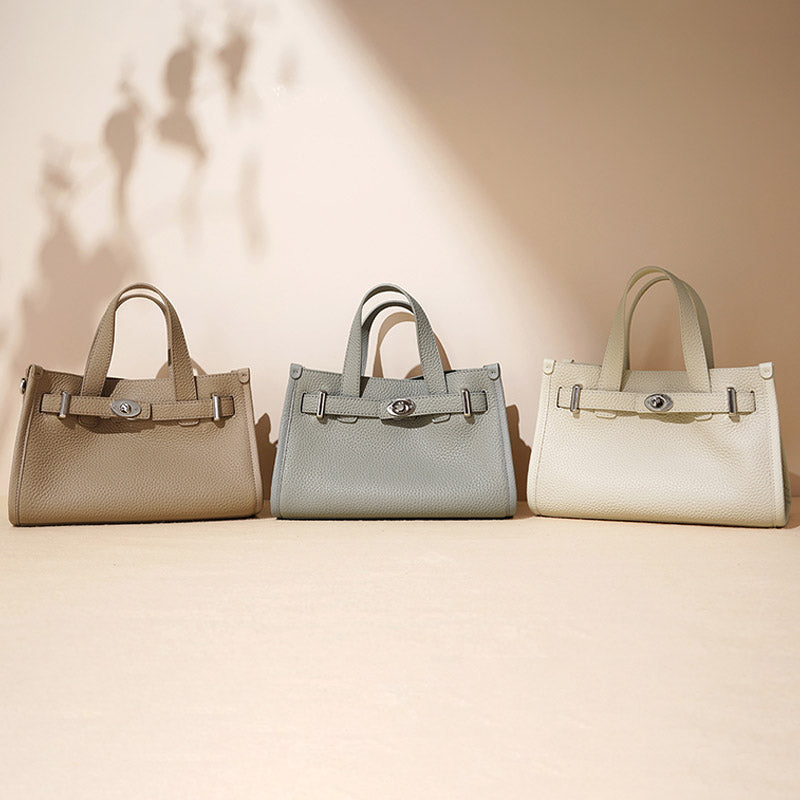 Women’s Minimalist Top-Grain Leather Crossbody Tote In Silver Hardware image 5