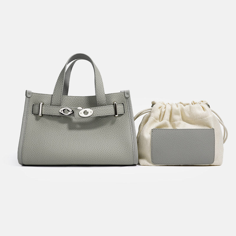 Women’s Minimalist Top-Grain Leather Crossbody Tote In Silver Hardware image 2
