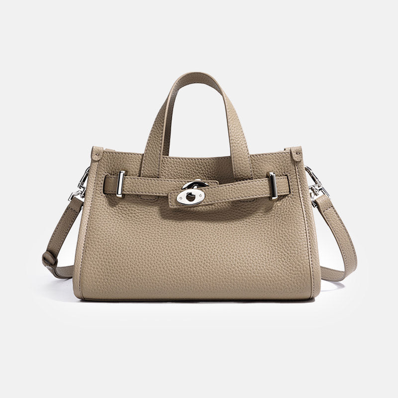 Women’s Minimalist Top-Grain Leather Crossbody Tote In Silver Hardware image 6
