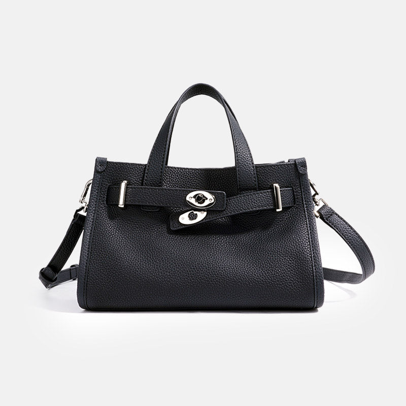 Women’s Minimalist Top-Grain Leather Crossbody Tote In Silver Hardware image 8