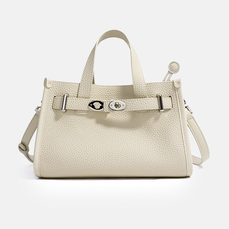Women’s Minimalist Top-Grain Leather Crossbody Tote In Silver Hardware image 7