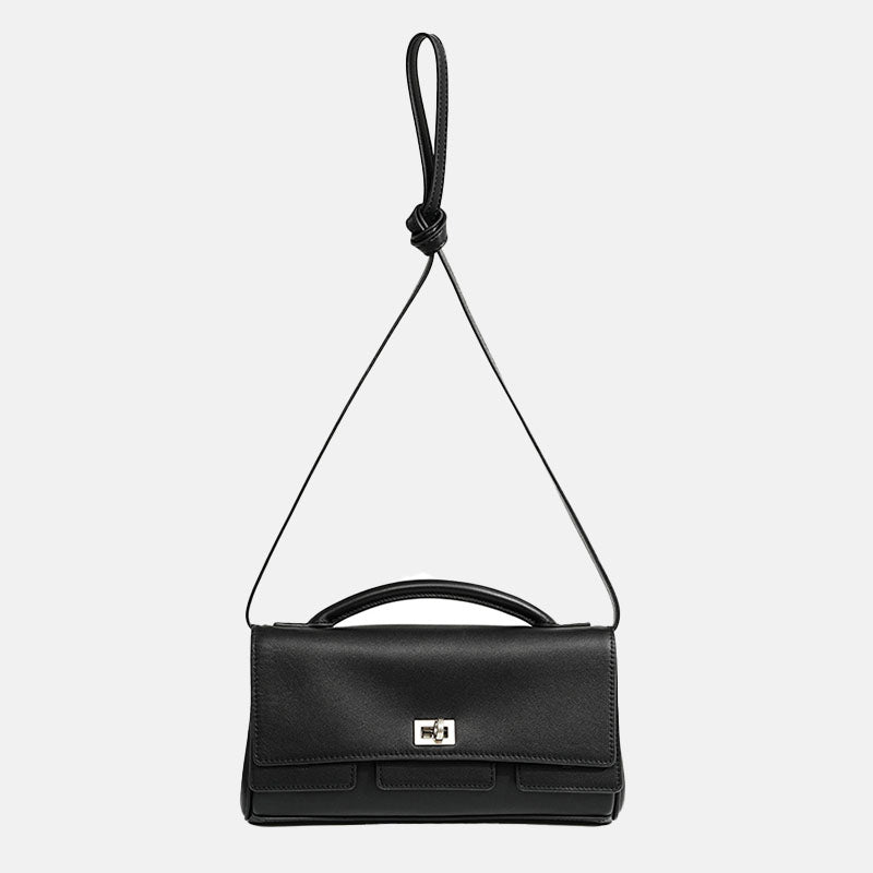Women’s Minimalist Top-Grain Leather Lock Clasp Crossbody Handbag image 2