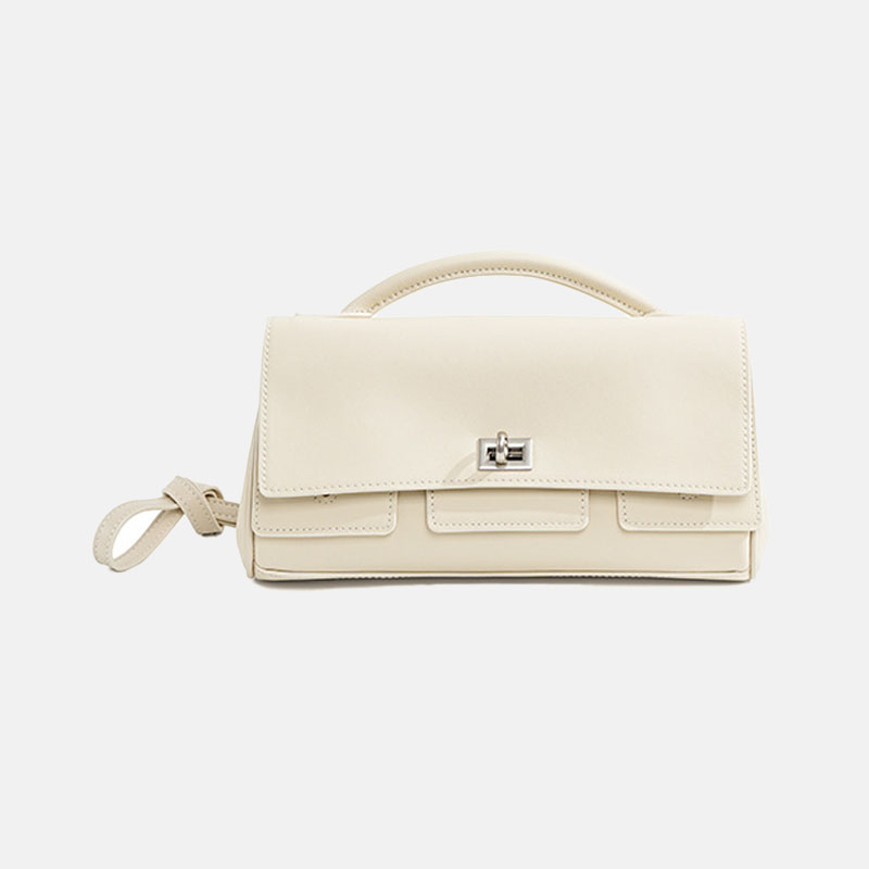 Women’s Minimalist Top-Grain Leather Lock Clasp Crossbody Handbag image 6