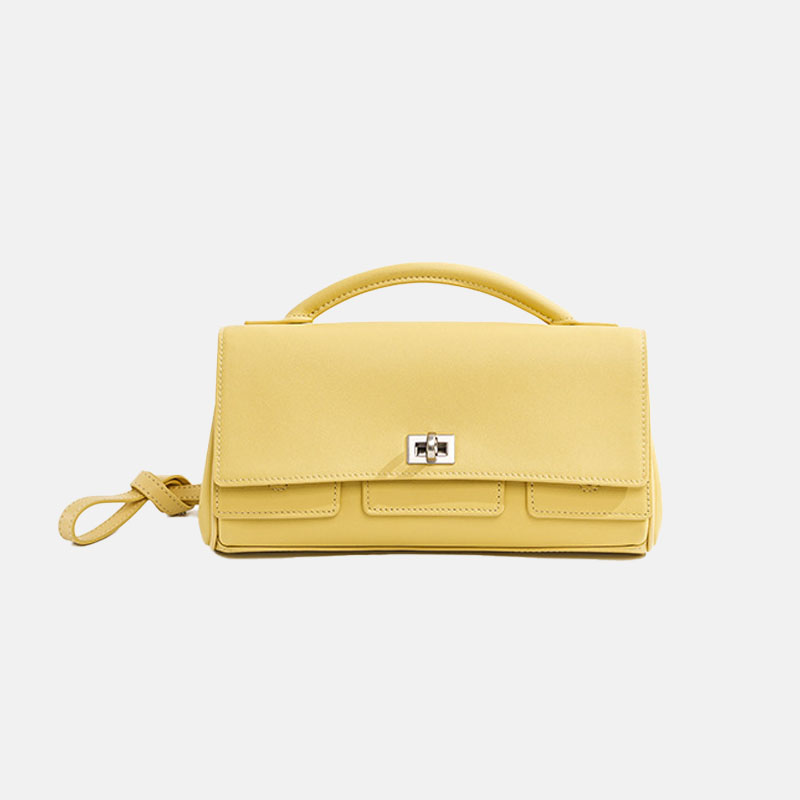 Women’s Minimalist Top-Grain Leather Lock Clasp Crossbody Handbag image 7