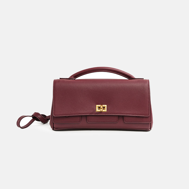 Women’s Minimalist Top-Grain Leather Lock Clasp Crossbody Handbag image 8
