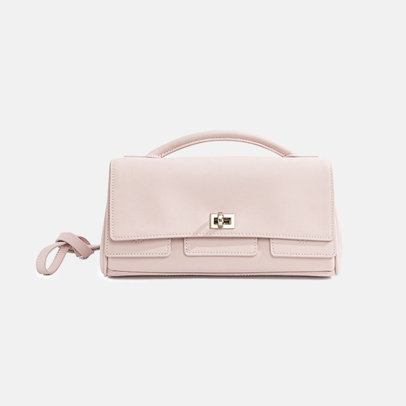 Women’s Minimalist Top-Grain Leather Lock Clasp Crossbody Handbag image 9