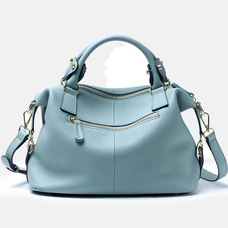 Women’s Minimalist Top-Grain Leather Multi-Compartment Boston Crossbody Handbag image 3