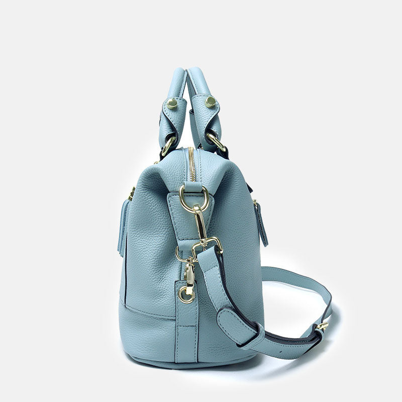Women’s Minimalist Top-Grain Leather Multi-Compartment Boston Crossbody Handbag image 4