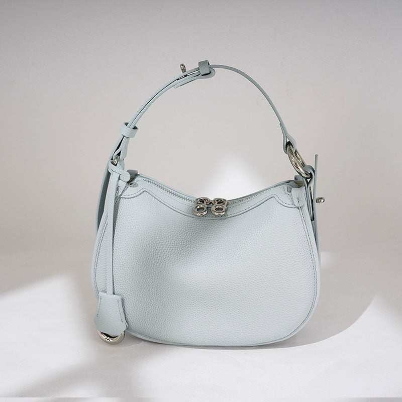 Women’s Minimalist Top-Grain Leather Shoulder Baguette Bag In Silver Hardware image 2