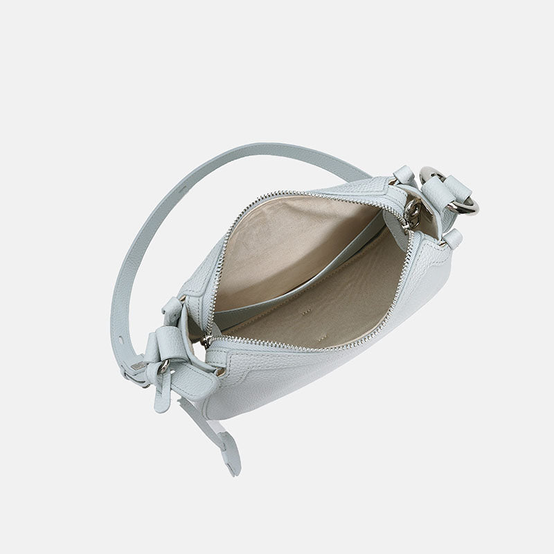 Women’s Minimalist Top-Grain Leather Shoulder Baguette Bag In Silver Hardware image 4