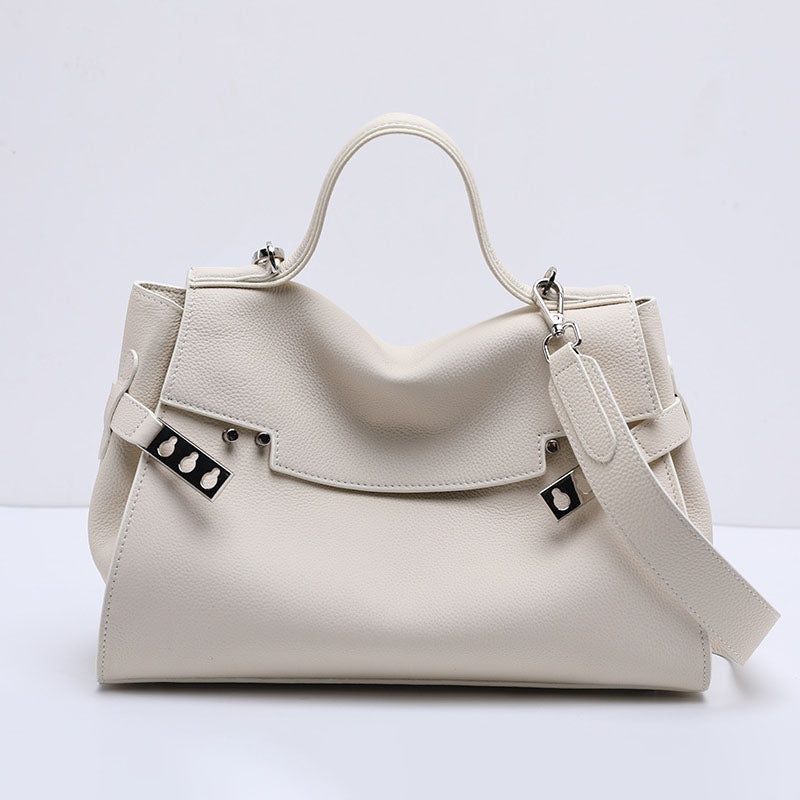 Women’s Minimalist Top-Grain Leather Shoulder Handbag image 7