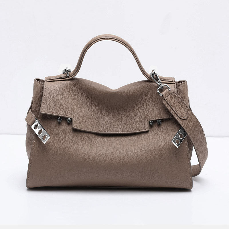 Women’s Minimalist Top-Grain Leather Shoulder Handbag image 8