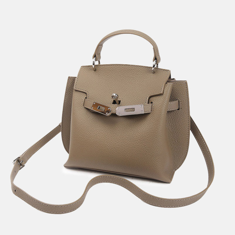 Women’s Minimalist Top Grain Leather Shoulder Handbag In Silver Hardware image 2