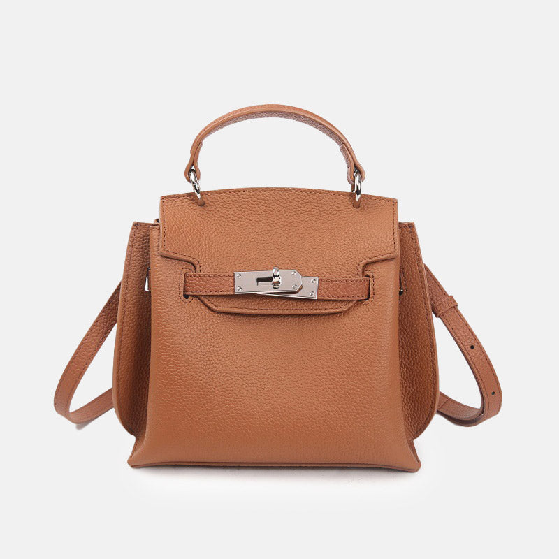 Women’s Minimalist Top Grain Leather Shoulder Handbag In Silver Hardware image 3