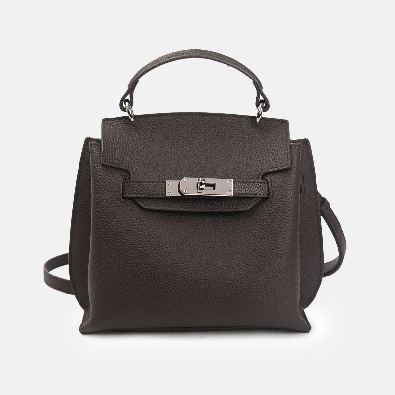 Women’s Minimalist Top Grain Leather Shoulder Handbag In Silver Hardware image 5