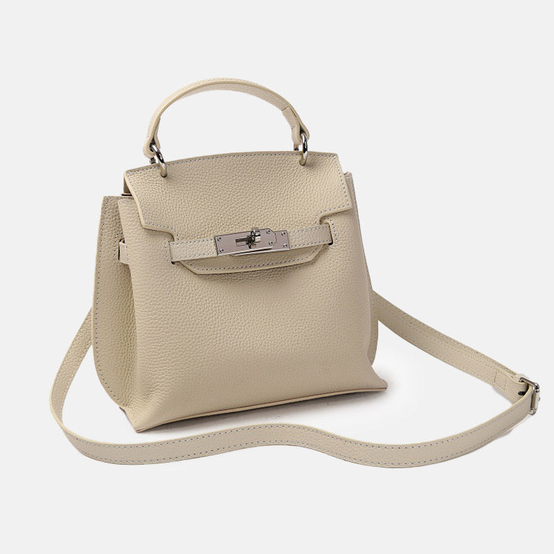 Women’s Minimalist Top Grain Leather Shoulder Handbag In Silver Hardware image 6