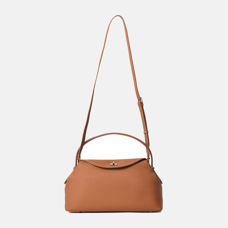Women’s Minimalist Top-Grain Leather Silver Clasp Handbag image 2